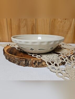 New Longaberger Pottery 7" Pie Baking Plate Woven Traditions Green